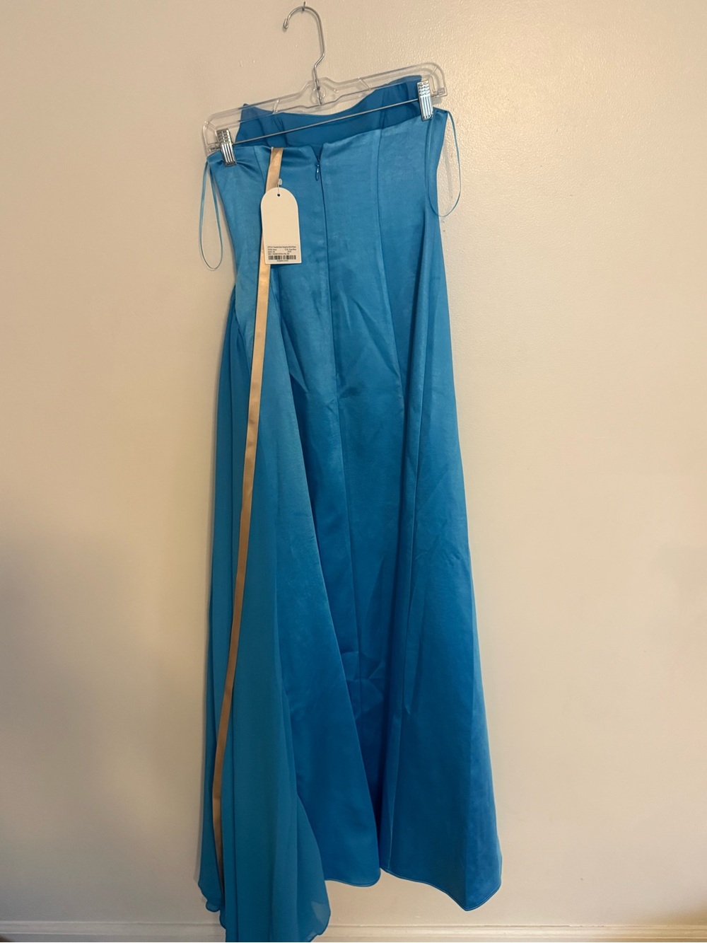 NWT Meshki Dress Rosella Maxi Gown Strapless in Satin Cyan Blue - Picture 8 of 9